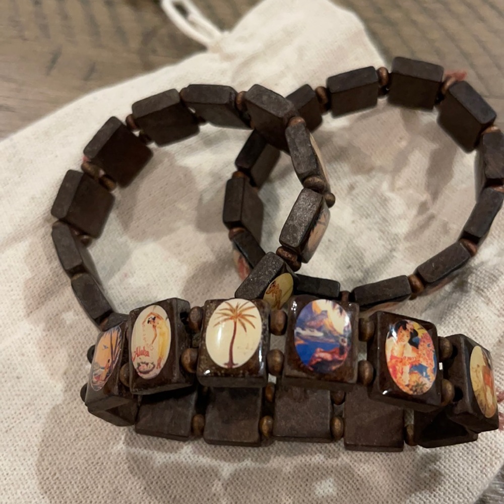Wooden Hawaiian Bracelets - lot of (3)